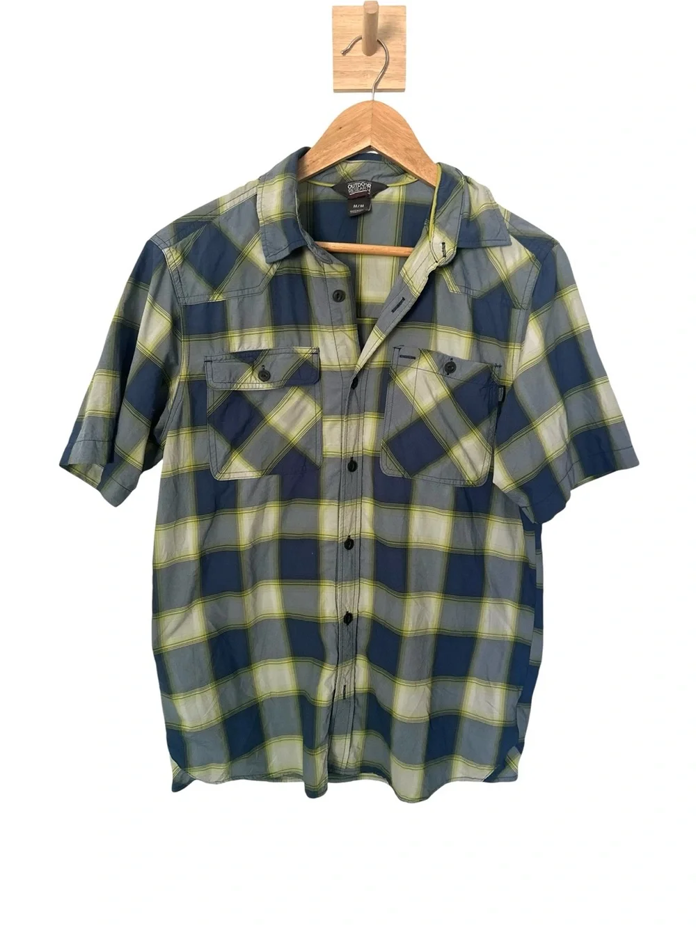 Outdoor Research Growler Shirt Blue Yellow Plaid Size Medium